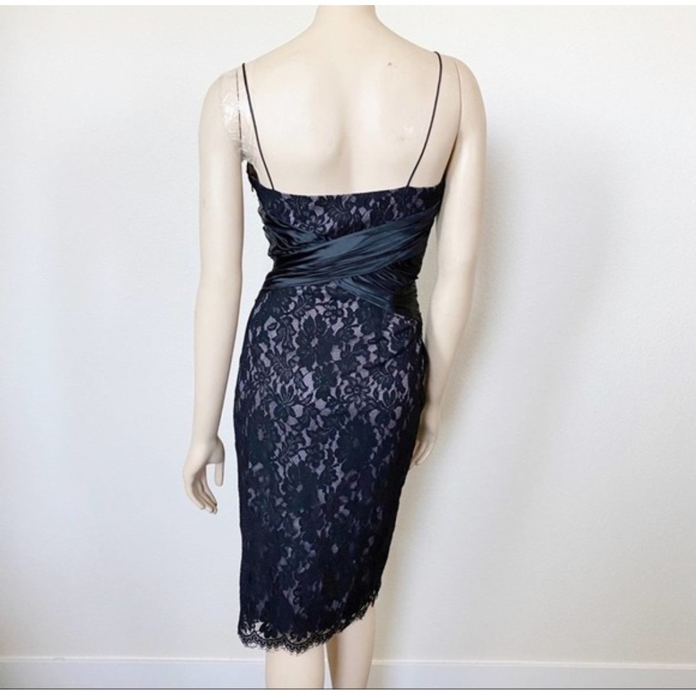 Anne Klein Black Lace Spaghetti Strap Sheath Dress Silk Satin Waist Sz 16 - Picture 4 of 13